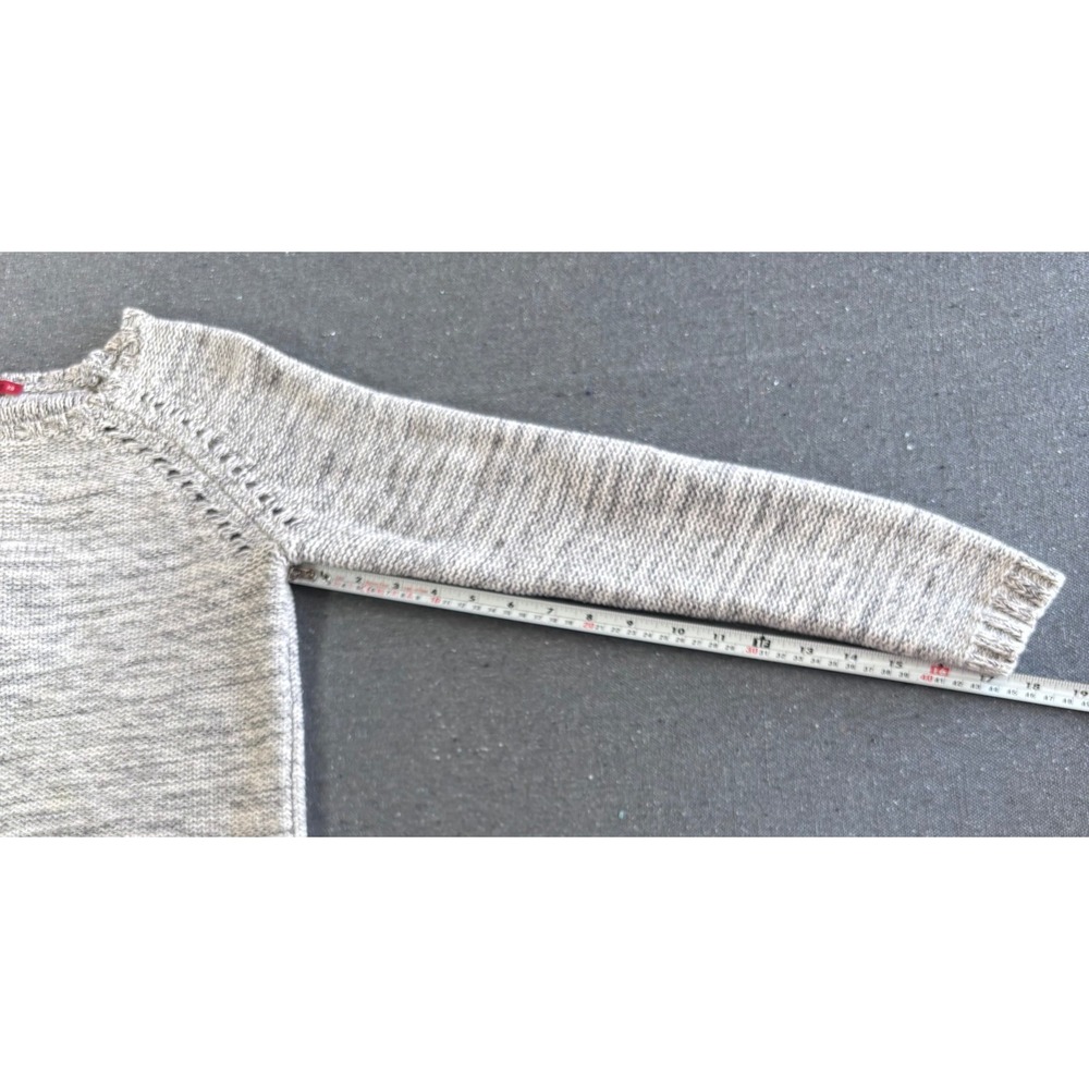 EDC by Esprit Womens XS Marled Grey Pointelle Raglan Knit Sweater High Low Hem - Picture 6 of 8